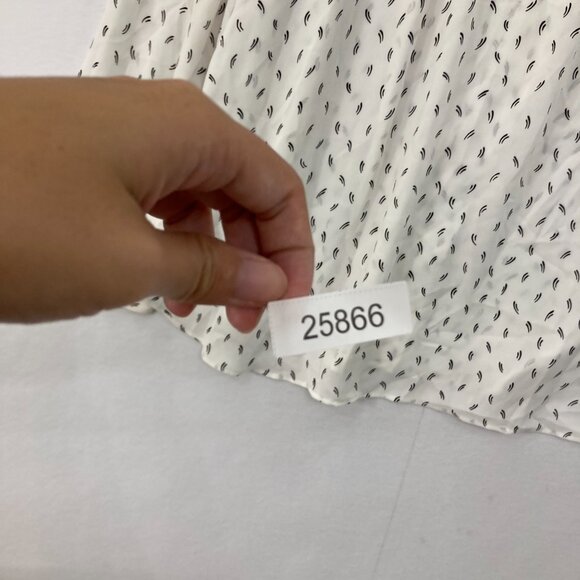 Ann Taylor  XXL Black White Polka Dot Soft Flowy Long Sleeve Button Up Office - Picture 9 of 9